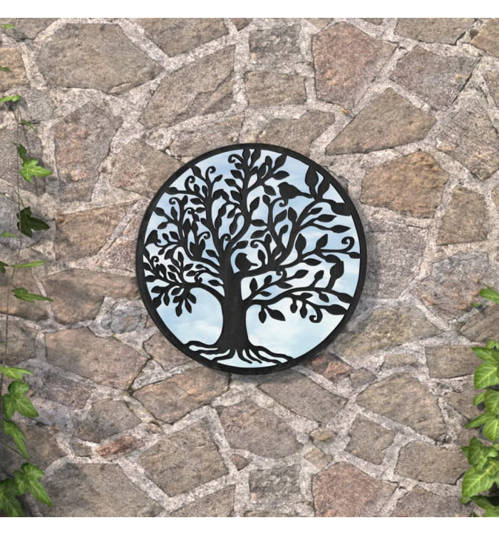 Miroir de jardin Noir 40x2,5 cm Fer Rond utilisation extérieure | Mobilier & Déco