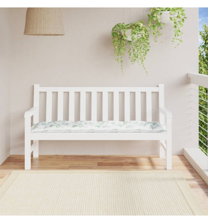 Coussin de banc de jardin motif de feuilles 150x50x7 cm | Mobilier & Déco