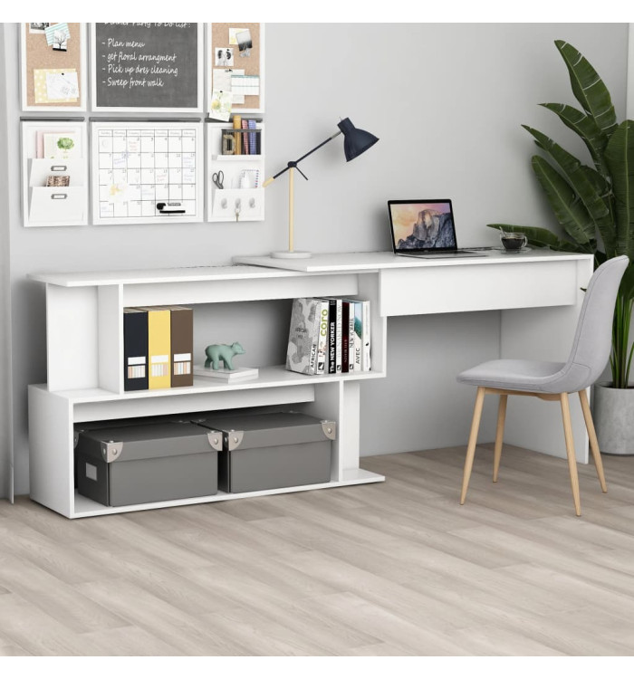 Bureau d'angle Blanc 200x50x76 cm Bois d'ingénierie | Mobilier & Déco