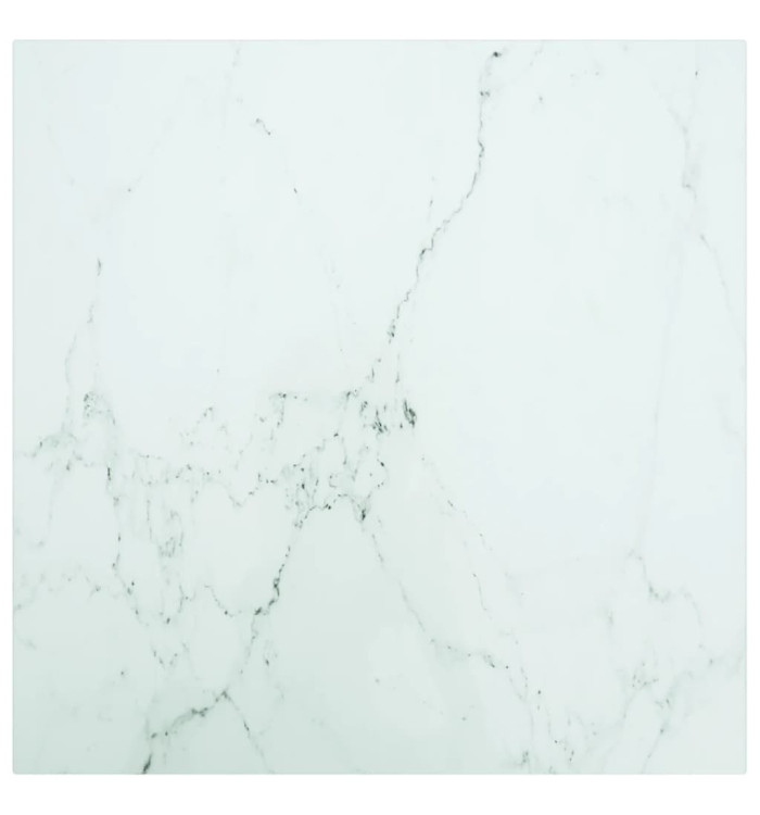 Dessus de table blanc 50x50 cm 6 mm verre trempé design marbre | Mobilier & Déco