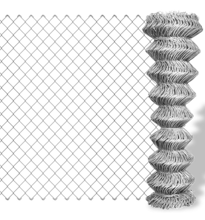 Clôture à mailles losangées Acier galvanisé 25x1 m Argenté | Mobilier & Déco
