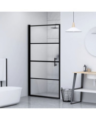 Porte de douche 91x195 cm Verre trempé demi-dépoli Noir | Mobilier & Déco