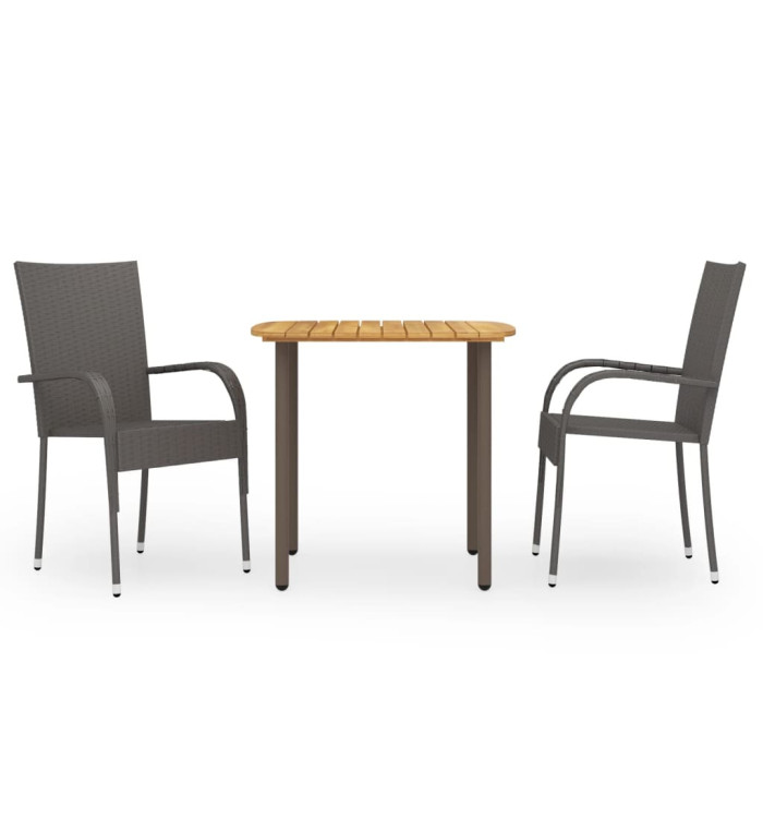 Ensemble à manger de jardin 3pcs Résine tressée Marron | Mobilier & Déco