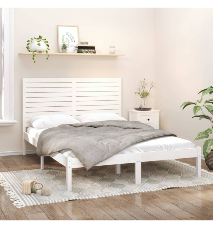 Cadre de lit sans matelas blanc 120x200 cm bois massif | Mobilier & Déco