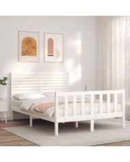Cadre de lit sans matelas blanc bois de pin massif | Mobilier & Déco