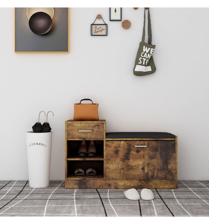 Banc à chaussures Chêne fumé 94,5x31x57 cm Bois d'ingénierie | Mobilier & Déco