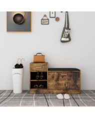 Banc à chaussures Chêne fumé 94,5x31x57 cm Bois d'ingénierie | Mobilier & Déco
