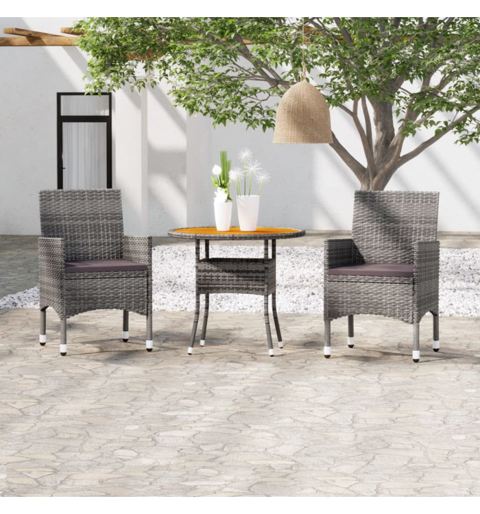 Ensemble à manger de jardin 3 pcs Résine tressée Gris | Mobilier & Déco