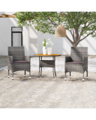 Ensemble à manger de jardin 3 pcs Résine tressée Gris | Mobilier & Déco
