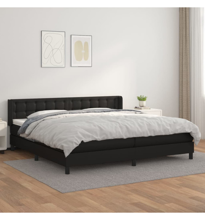 Sommier à lattes de lit avec matelas Noir 200x200 cm Similicuir | Mobilier & Déco