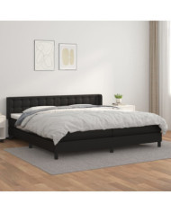 Sommier à lattes de lit avec matelas Noir 200x200 cm Similicuir | Mobilier & Déco