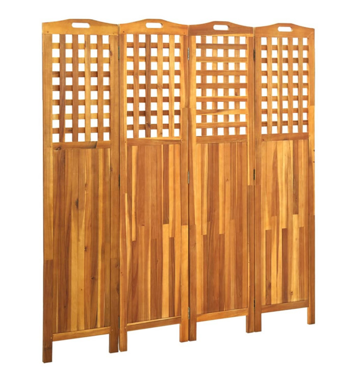 Cloison de séparation 4 panneaux 161x2x170 cm Bois d'acacia | Mobilier & Déco