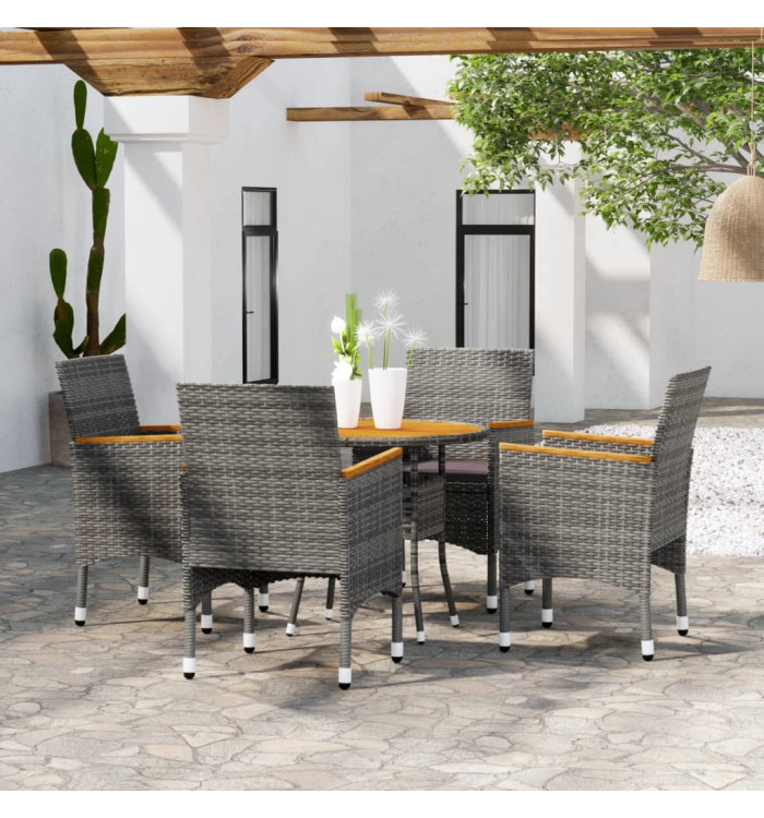 Ensemble à manger de jardin 5 pcs Résine tressée Gris | Mobilier & Déco