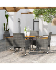 Ensemble à manger de jardin 5 pcs Résine tressée Gris | Mobilier & Déco