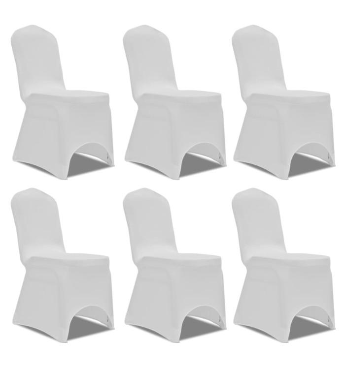 Housse blanche extensible pour chaise 6 pièces | Mobilier & Déco