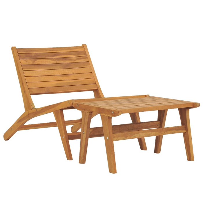 Chaise de jardin avec repose-pied Bois de teck solide | Mobilier & Déco
