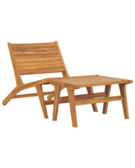 Chaise de jardin avec repose-pied Bois de teck solide | Mobilier & Déco