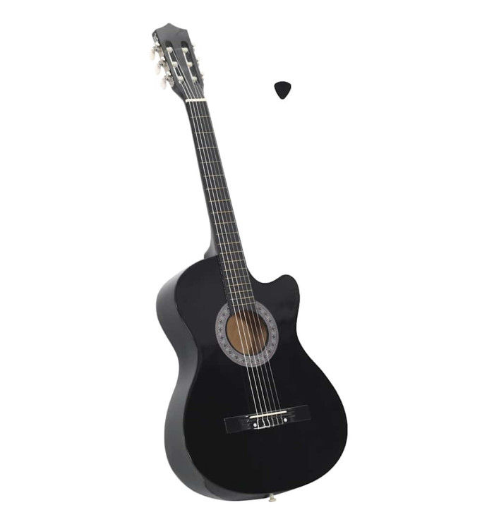 Guitare découpée classique occidentale avec 6 cordes Noir 38" | Mobilier & Déco