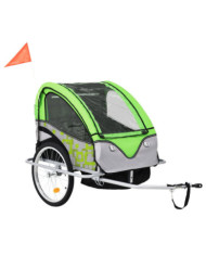 Remorque de vélo et poussette 2-en-1 vert et gris | Mobilier & Déco