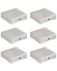 Bouchons de poteau de clôture 6 pcs Métal galvanisé 71x71 mm | Mobilier & Déco