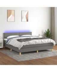 Sommier à lattes de lit et matelas et LED Gris foncé 180x200 cm | Mobilier & Déco