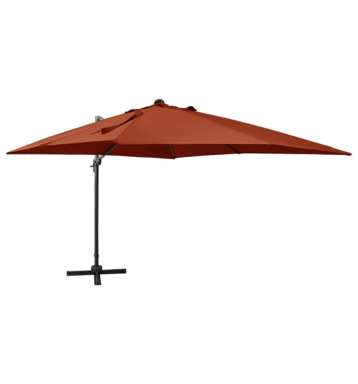 Parasol de jardin en porte-à-faux avec mât et lumières LED | Mobilier & Déco