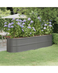 Lit surélevé de jardin Acier enduit de poudre 296x80x68 cm gris | Mobilier & Déco