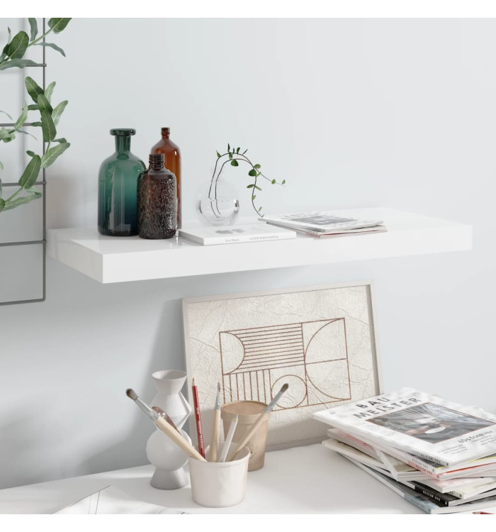 Étagère murale flottante Blanc brillant 60x23,5x3,8 cm MDF | Mobilier & Déco