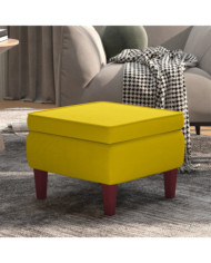 Tabouret avec pieds en bois Jaune Velours | Mobilier & Déco
