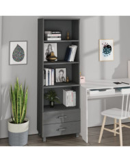 Buffet HAMAR Gris foncé 60x35x180 cm Bois de pin massif | Mobilier & Déco