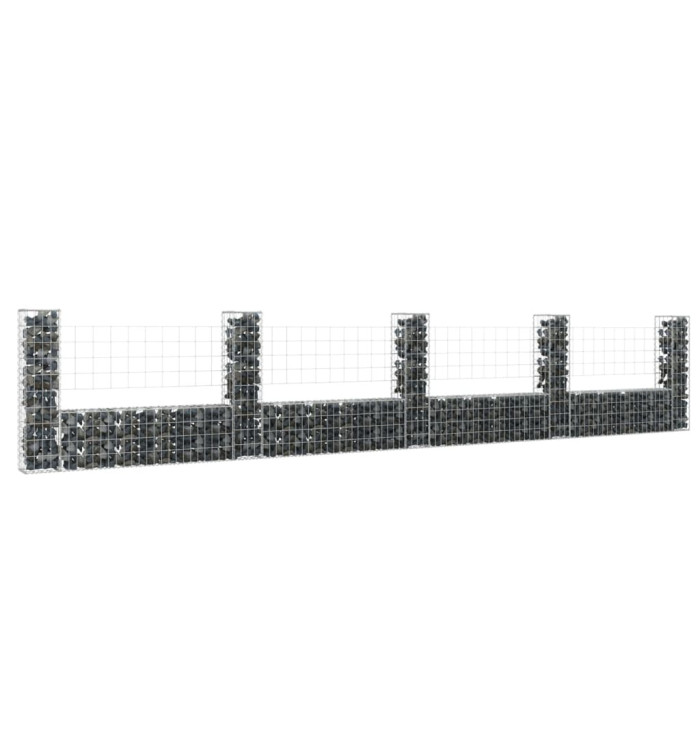 Panier de gabion en forme de U avec 5 poteaux Fer 500x20x100 cm | Mobilier & Déco