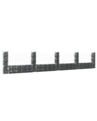 Panier de gabion en forme de U avec 5 poteaux Fer 500x20x100 cm | Mobilier & Déco