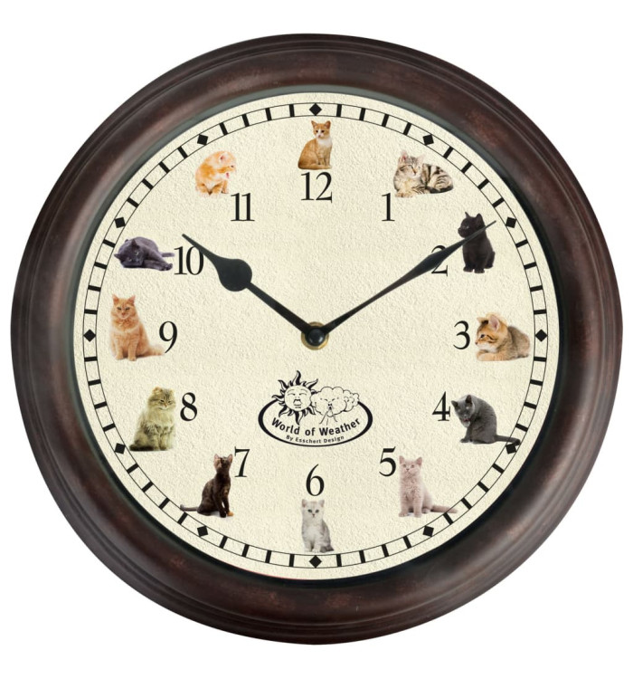 Esschert Design Horloge avec sons de chat | Mobilier & Déco