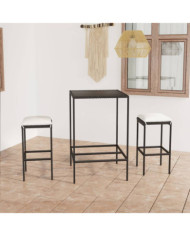 Ensemble de bar de jardin 3 pcs et coussins Résine tressée Noir | Mobilier & Déco