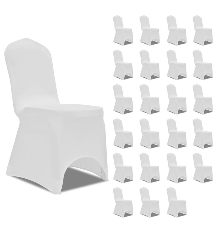 Housses élastiques de chaise Blanc 24 pcs | Mobilier & Déco