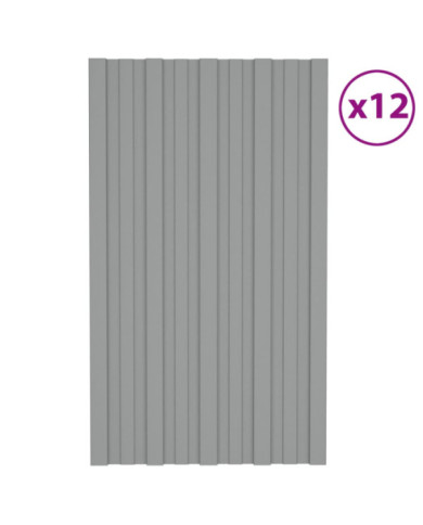 Panneaux de toiture 12 pcs Acier galvanisé Gris 80x45 cm | Mobilier & Déco
