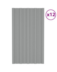 Panneaux de toiture 12 pcs Acier galvanisé Gris 80x45 cm | Mobilier & Déco