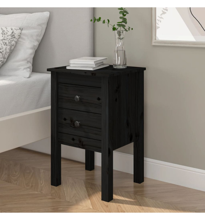 Table de chevet Noir 40x35x61,5 cm Bois de pin massif | Mobilier & Déco
