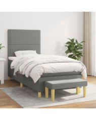 Sommier à lattes de lit et matelas Gris foncé 90x190 cm Tissu | Mobilier & Déco