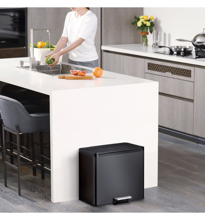 EKO Poubelle à pédale Essential 20+9 L Noir | Mobilier & Déco