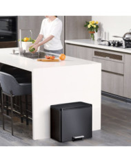EKO Poubelle à pédale Essential 20+9 L Noir | Mobilier & Déco