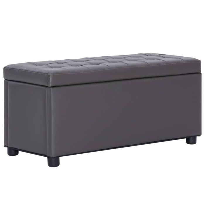 Pouf de rangement 87,5 cm Gris Similicuir | Mobilier & Déco