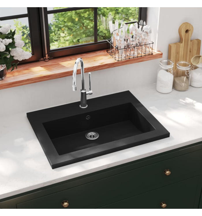 Lavabo en granit 600 x 450 x 120 mm Noir | Mobilier & Déco