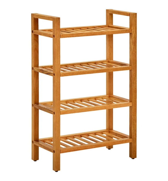 Étagère à chaussures à 4 niveaux 50x27x80 cm Chêne massif | Mobilier & Déco