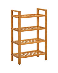 Étagère à chaussures à 4 niveaux 50x27x80 cm Chêne massif | Mobilier & Déco