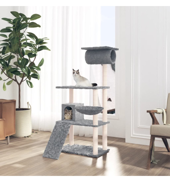 Arbre à chat avec griffoirs en sisal Gris clair 131 cm | Mobilier & Déco