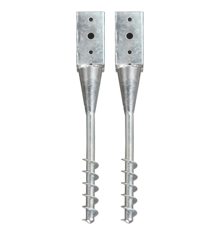 Piquets au sol 2 pcs Argenté 7x7x56 cm Acier galvanisé | Mobilier & Déco