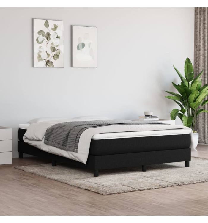 Sommier à lattes de lit avec matelas Noir 140x200 cm Tissu | Mobilier & Déco