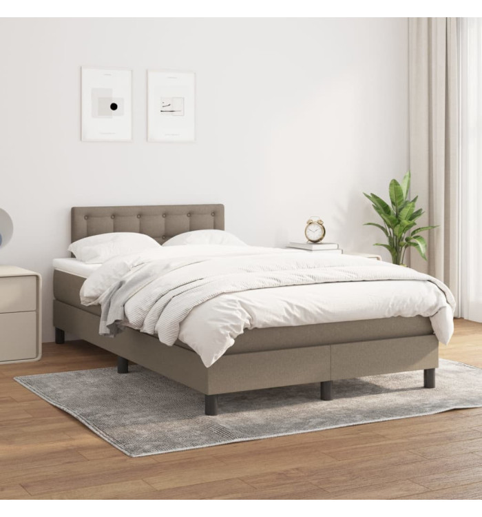 Sommier à lattes de lit avec matelas Taupe 120x200 cm Tissu | Mobilier & Déco