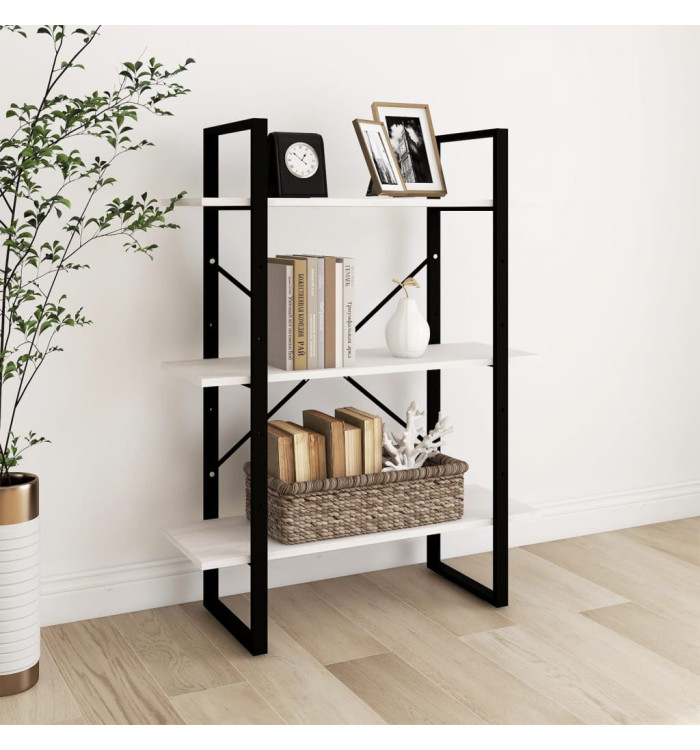 Bibliothèque à 3 niveaux Blanc 80x30x105 cm Bois de pin massif | Mobilier & Déco